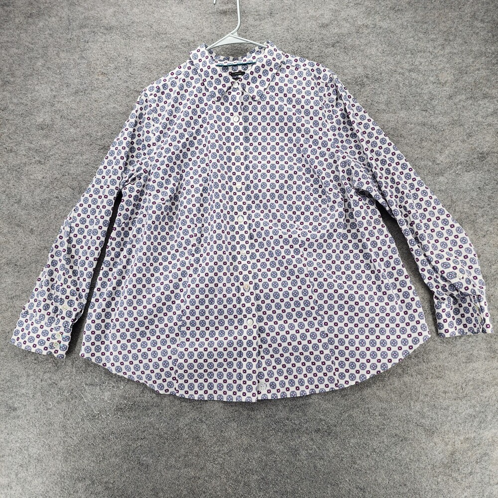 Talbots Shirt Womens 18W Button Up Long Sleeve White Purple Non Iron